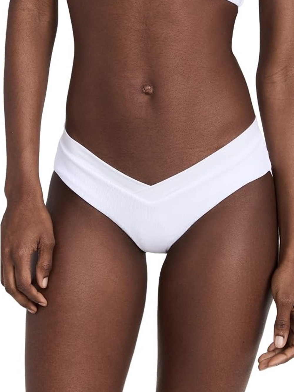 l*space White V-Waist Ribbed Bikini Bottom